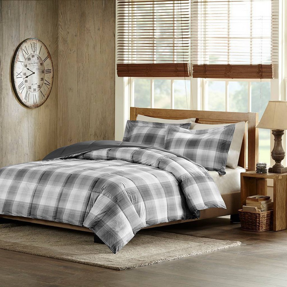 UPC 675716635565 product image for King Woodsman Down Alternative Comforter Mini Set - Gray: Plaid, Hypoallergenic, | upcitemdb.com