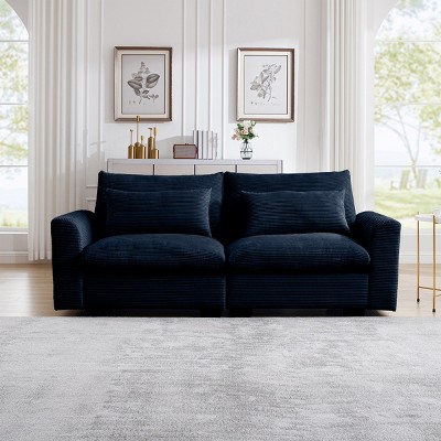 2 Seat Straight Sectional Sofa,Modern Corduroy Fabric Sectional Sofa With Armrests,Sectional Sofa For Living Room,Apartment-Cuddlewood