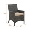 Universal Dining Chair with Arm, Charcoal Wicker, Sunbrella Cushion, 24 in L x 24 in W x 35.5 in H - 3 of 4