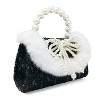Girls Pearl Ribbon Handbag – Luxe Faux Fur Purse with Pearl Handle & Bow Detail | Dress-Up & Special Occasion Bag - 3 of 4
