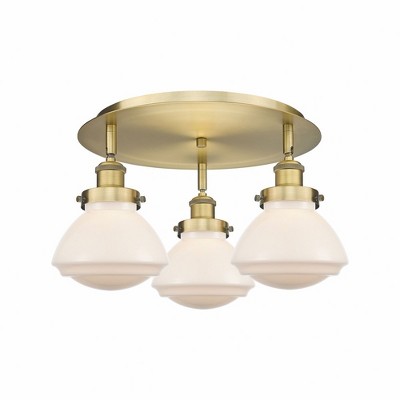 Olean - 3 Light Flush Mount In Art Deco Style-8 Inches Tall and 18.25 Inches Wide