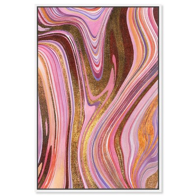 Doll Memories - Pink Geode Canvas Mineral Agate Geode Wall Art by Art Remedy Framed