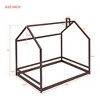 Full Size Platform Bed, Wooden Floor Bed, House-Shaped Bed Frame with Roof for Teens Boys Girls Bedroom Furniture Espresso (Slats Not Included) - 3 of 4