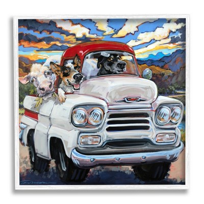 Stupell Industries Cattle Dogs Driving Rustic Truck Southwestern Farm Cow