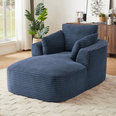 Oversized Corduroy Upholstered Chaise Lounge Sofa Chair, Comfy Sleeper Recliner with Thick Cushion for Living Room or Bedroom–The Pop Home