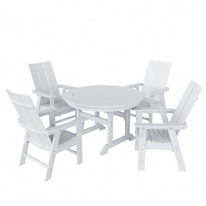WestinTrends 5 Piece Outdoor Patio Dining Round Table and Modern Armchair Set - 1 of 2