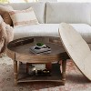 VYNXARIA Large Round Waterproof Ottoman Coffee Table: 2-Tier Button-Tufted Design with Wooden Shelf Storage£¬Beige+White - 3 of 4