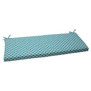 Outdoor Bench Cushion - Teal/White Geometric