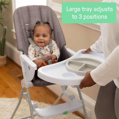 Gray Portable Folding High Chair with Safety Harness