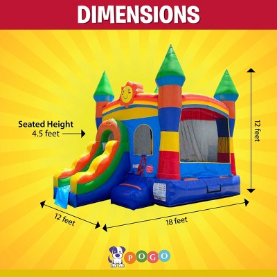 Rainbow Smiley Face Inflatable Bounce House with Slide
