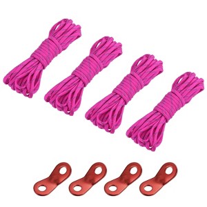 Unique Bargains Camping Hiking Tent Nylon Reflective Guyline Cords with Aluminum Cord Adjusters 4 Sets - 1 of 4