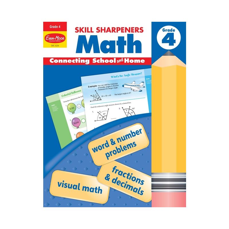 Skill Sharpeners: Math, Grade 4 Workbook - by  Evan-Moor Educational Publishers (Paperback), 1 of 2