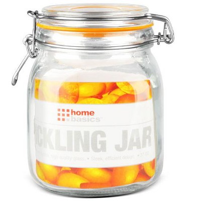 Home Basics 34 oz. Glass Pickling Jar with Wire Bail Lid and Rubber Seal Gasket