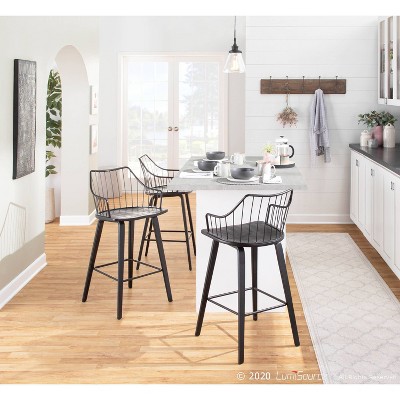 Winston Black Wood and Metal Swivel Counter Stool