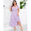 Womens Plus Size V Neck Summer Dress Layered Floral Print Long Maxi A Line Boho Dress - 2 of 4