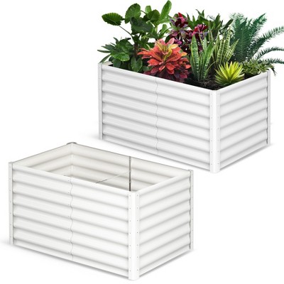 Garvee 2 Pack Raised Garden Bed, 6x3x1.5FT Galvanized Raised Bed, Outdoor Planter Beds with Safety Edge and Open Base for Vegetables Flowers