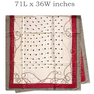 Wrapables Silk Like Satin Polyester Large Scarf Wrap, Dots & Gold Chains - image 2