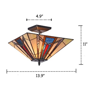 Maxwell Mission 14" Blackish Bronze Semi-Flush Ceiling Fixture