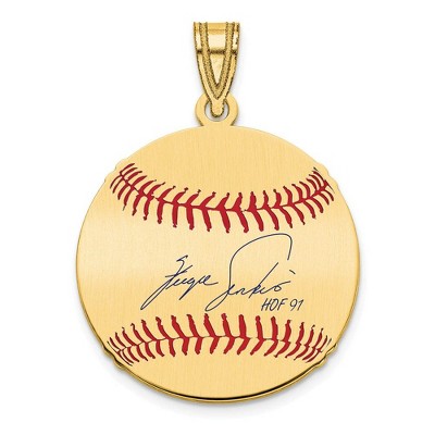 Black Bow Jewelry 14K Gold Plated Fergie Jenkins Signature SM Enamel Baseball Pendant