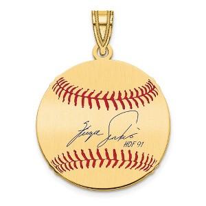Black Bow Jewelry 14K Gold Plated Fergie Jenkins Signature SM Enamel Baseball Pendant - 1 of 4