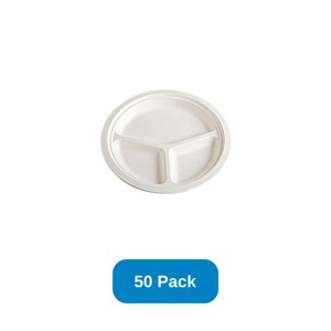 Responsible Products 10" 3 Partition Round Plate Disposable & Compostable - Pack of 50 - 1 of 2