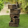 LuxenHome Brown Cement Tiered Crates Patio Fountain, Rustic Outdoor Water Feature for Gardens & Yards - 2 of 4