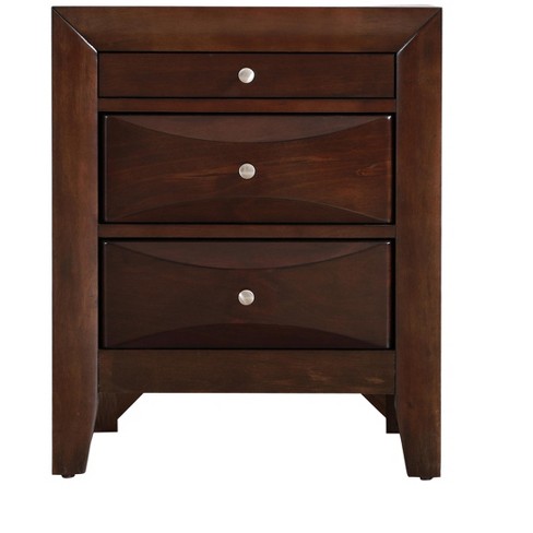 Passion Furniture Louis Philippe Cappuccino 3 Drawer Nightstand