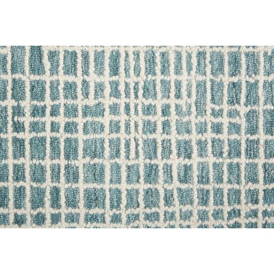 Teal and Ivory Hand-Tufted Wool Rectangular Area Rug
