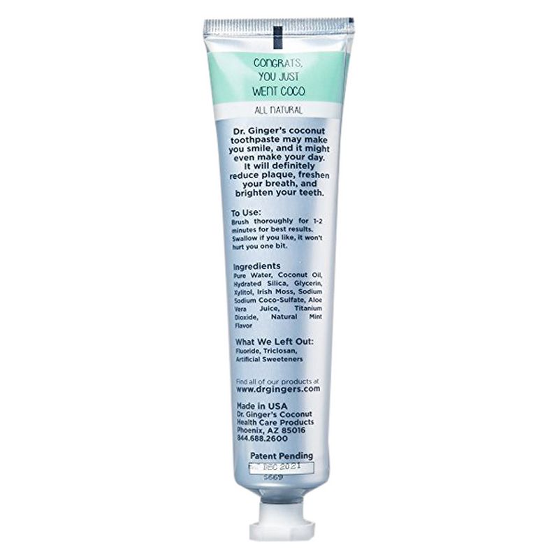 Dr. Ginger&#39;s Natural Toothpaste - Coconut Mint - 4oz, 3 of 7