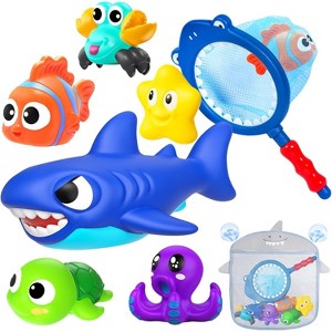 No-Hole Mold-Free Ocean Animal Bath Toys with Storage Bag, Water Play Set for Toddlers - 1 of 4