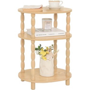 3-Tier Small Oval End Table, Modern Night Stand Wood Accent Table for Living Room - 1 of 4