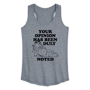 Women's - Garfield - Your Opinion Has Been Duly Noted Graphic Racerback Tank - 1 of 4