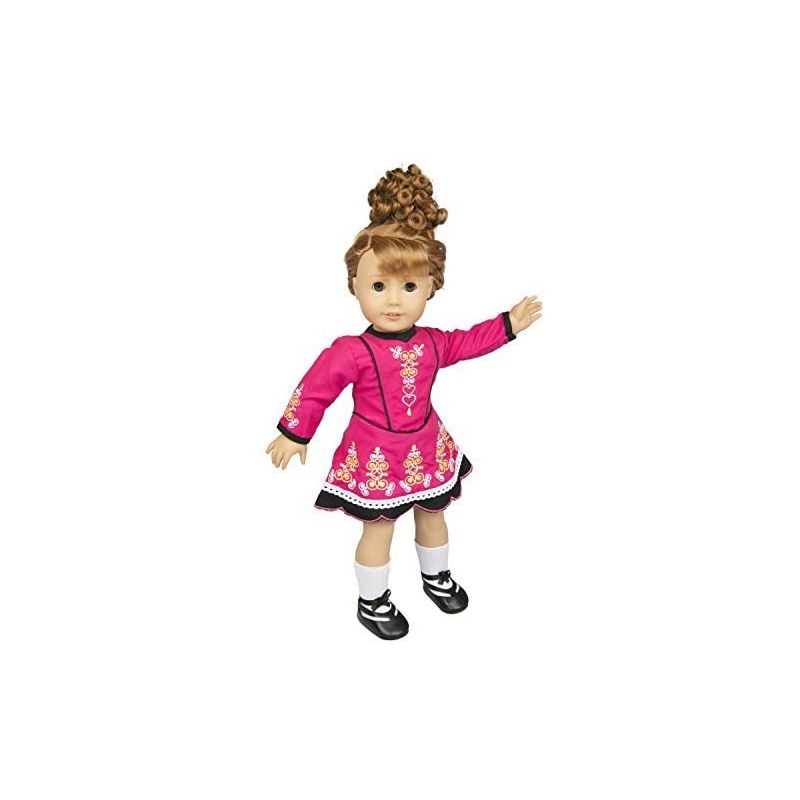 Dress Along Dolly Irish Step Dancing Outfit for American Girl Doll, Brunette Wig, 3 of 4