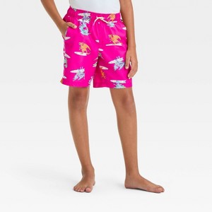 Boys' Dinosaur Printed Swim Shorts - Cat & Jack™ Pink - 1 of 3