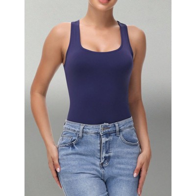 Clotth Women's Square Neck Bodysuit – Sleeveless Racerback Thong Tank Top, Sexy & Comfortable For Everyday
