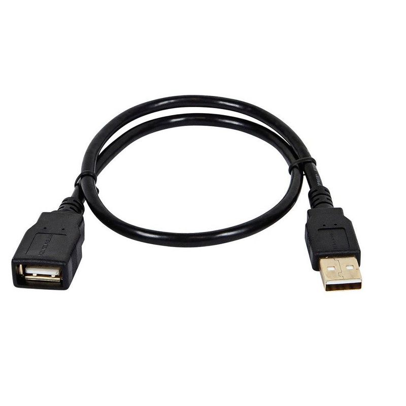 Monoprice USB 2.0 Extension Cable - 1.5 Feet - Black | Type-A Male to USB Type-A Female, 28/24AWG, Gold Plated Connectors, 1 of 4