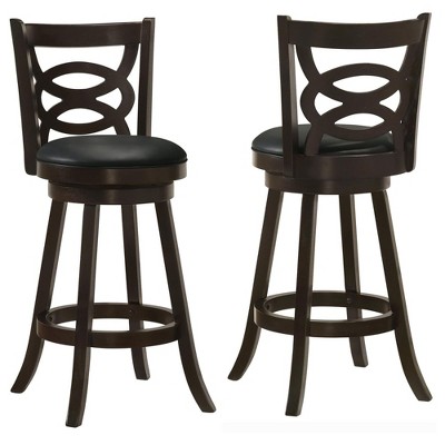 NicBex Swivel Bar Stools Set of 2,Faux Leather Counter Height Stools with Wooden Frame,Barstools for Kitchen Counter,Cappuccino & Black