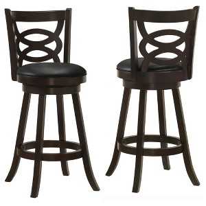 NicBex Swivel Bar Stools Set of 2,Faux Leather Counter Height Stools with Wooden Frame,Barstools for Kitchen Counter,Cappuccino & Black - 1 of 4