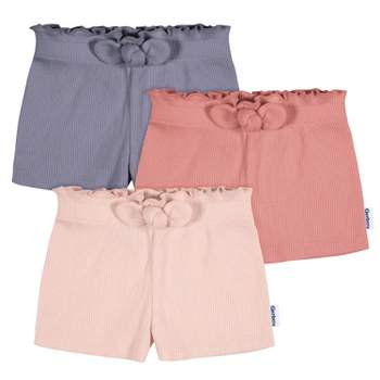 Gerber Baby and Toddler Girls' Pull-On Knit Shorts - 3-Pack
