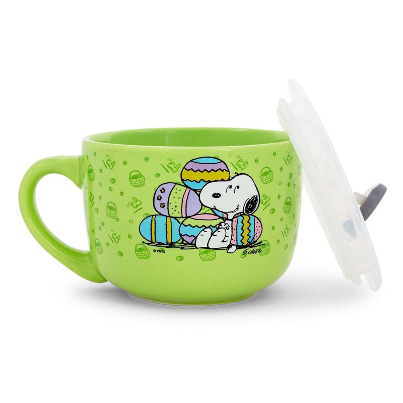 Silver Buffalo Peanuts Snoopy Easter Pastel Green Soup Mug With Vented Lid | Holds 24 Ounces, 2 of 7