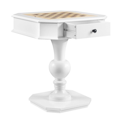 DSVIMOY Game Tables, Game Table with 2 Drawers, Game Table with Reversible Game Board for Adults and Kids, White, 28"*28"*30"