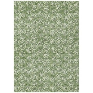 Green And Ivory Geometric Washable Indoor Outdoor Area Rug - 1 of 4