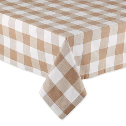 Wine & White Cotton Rich Checkered Kitchen Tablecloth Gingham/Plaid Design 