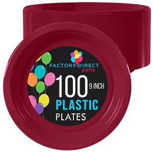 Exquisite Disposable Plastic Dinner Plates- 100 Count - 1 of 4
