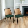 Rattan Dining Chairs Set of 2,Boucle Upholstered Chairs with Cane Back and Metal Legs for Kitchen or Dining Room-Baofuwish - 2 of 4