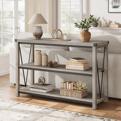 Farmhouse Entryway Table,47 Inch Narrow Long Console Table with Storage, 3 Tier Wood Console Table