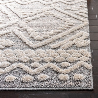 Gray and Beige Handmade Tufted Shag Rug 9' x 12'