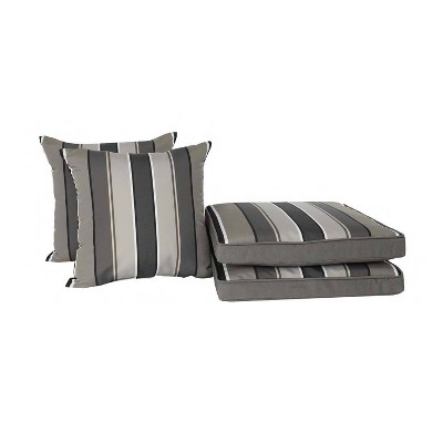 Home Fashions International 4pc Sundeck Stripe Pillow & Deluxe Outdoor Cushion Set
