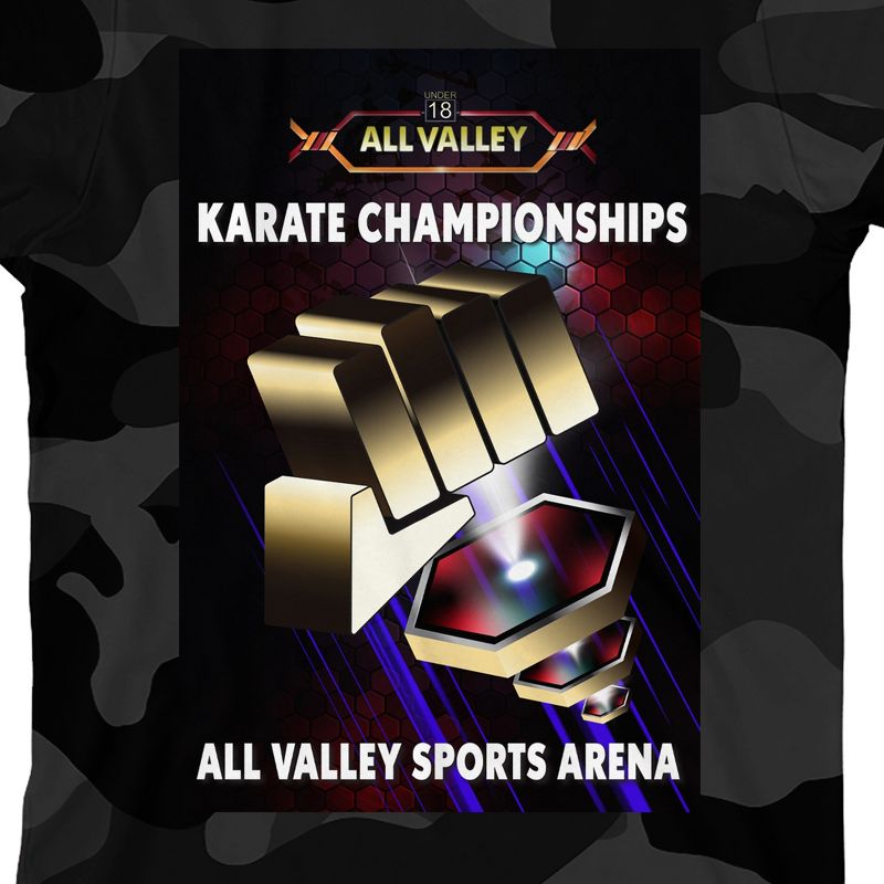 Cobra Kai Karate Champions All Valley Sports Arena Boy's Black Camo T-shirt, 2 of 3