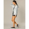 INSPIRE CHIC Women's Holographic Shiny Long Sleeve Zipper Hooded Metallic Jacket - 4 of 4